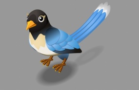 蓝色羽毛小鸟蹦蹦跳跳flash动画